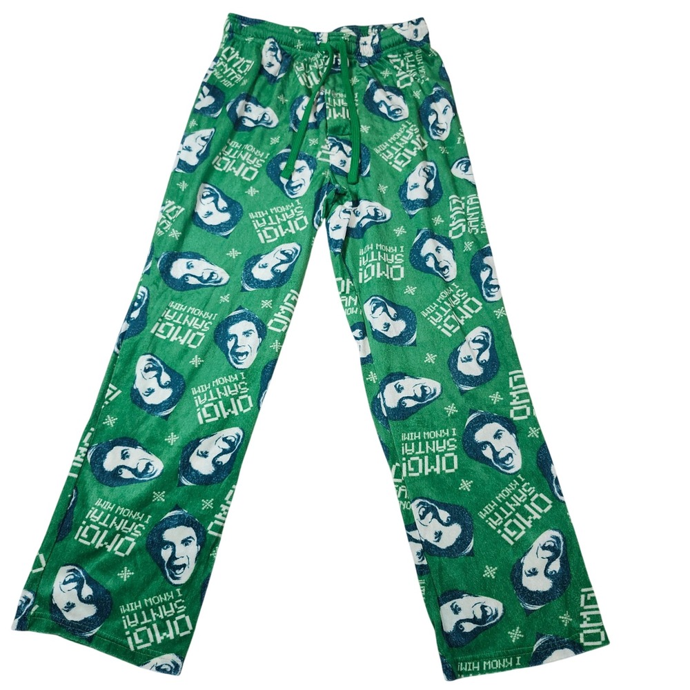 Elf Buddy the Elf Pajama Pants Green OMG Santa‎ Fleece Lounge Sleepwear L